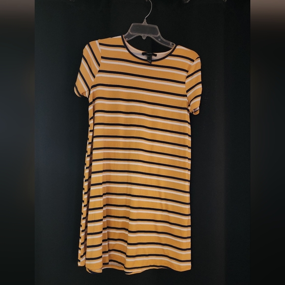 Women's Forever21 Blue and Yellow Striped Mini Dress Size L Gently Used - Picture 1 of 3